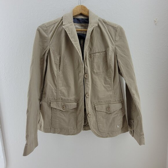 Eddie Bauer Jacket Womens 4 Khaki Legend Wash Blazer Twill Denim Utility Chore - Picture 4 of 13